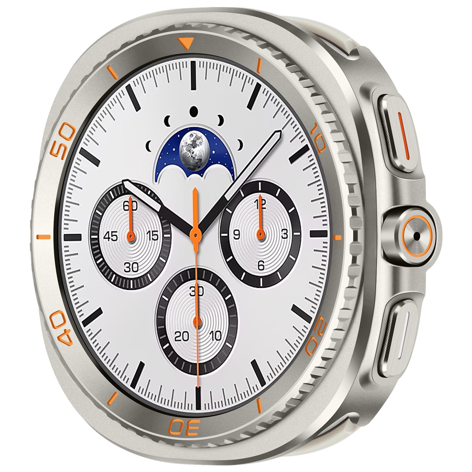 Amizee 3 in 1 Metal Case for Samsung Galaxy Watch 8 40mm with Screen Protector, Rugged Bumper Scratch Resistant Protection Cover for Galaxy Watch 8, Numeric-Titanium/Orange