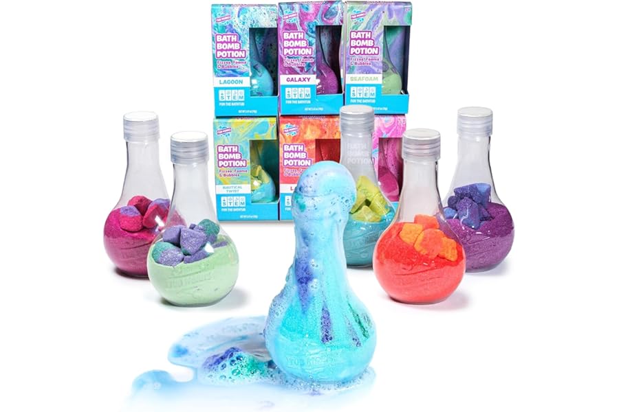 Tub Works® Kids Bath Bomb Potion™ Bath Toy, Variety 6 Pack | Nontoxic | Fizzes, Foams & Bubbles with an Eruption of Color | Interactive Bath Bombs | Fun Science Toddler Bath Toys