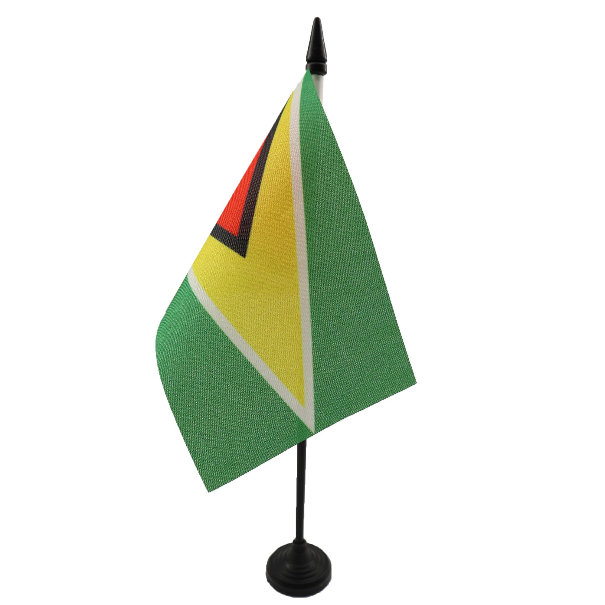 AZ FLAG - Guyana Table Flag 4'' x 6'' - Guyanese Office Mini Banner 100% Polyester 15 x 10 cm - Mini Desk Flag with 10'' Pole and Black Plastic Base — image 1