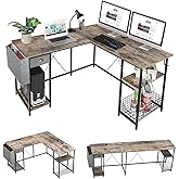 X-cosrack 2 Person Desk Large L-Shaped Computer Desk with Storage Shelves Drawer, Home Office Writing Corner Desk, Long Desk 
