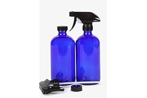Vivaplex, 2, Large, 16 oz, Empty, Cobalt Blue Glass Spray Bottles with Black Trigger Sprayers and Lids