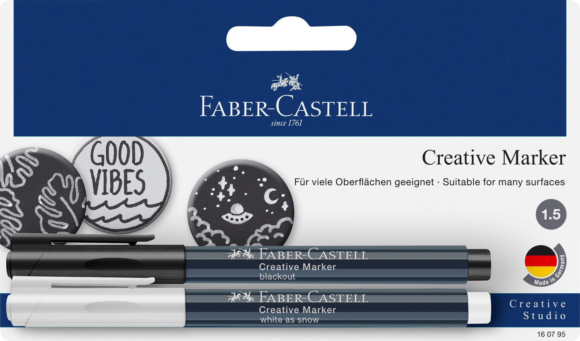 Faber-Castell Creative Studio Creative Marker, White As Snow/Blackout, 0, For Art, Craft, Drawing, Sketching, Home, School, University, Colouring