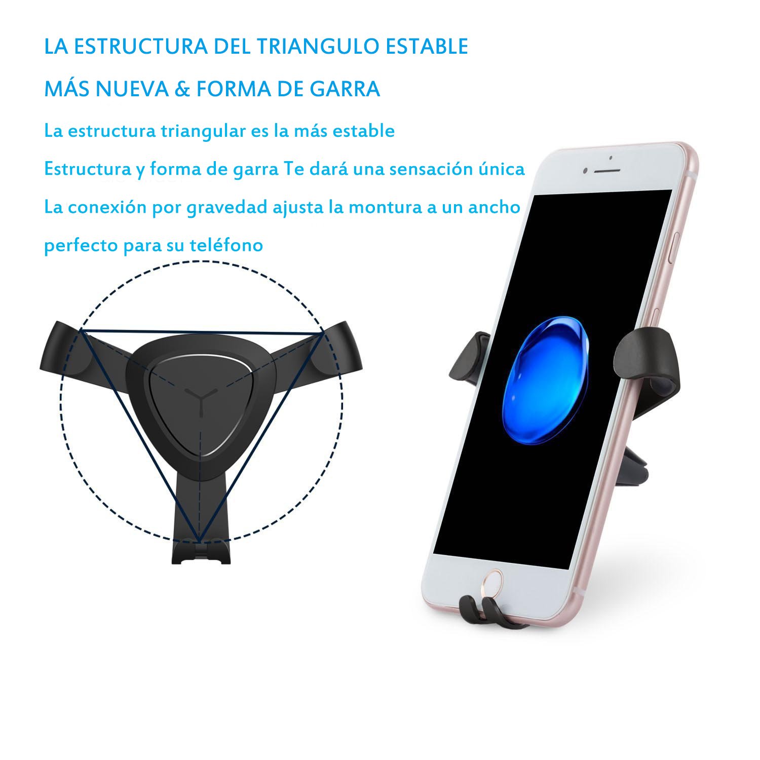 VOOKI Soporte Movil Coche Montaje en Rejillas de Ventilación, Soporte Universal Teléfono Automático Ajustable por Gravedad para iPhone X/8 plus/8/7 plus/7/6plus/6s/s, Samsung Galaxy S6/S5/S4/Note 4/3, Google Nexus, LG G3