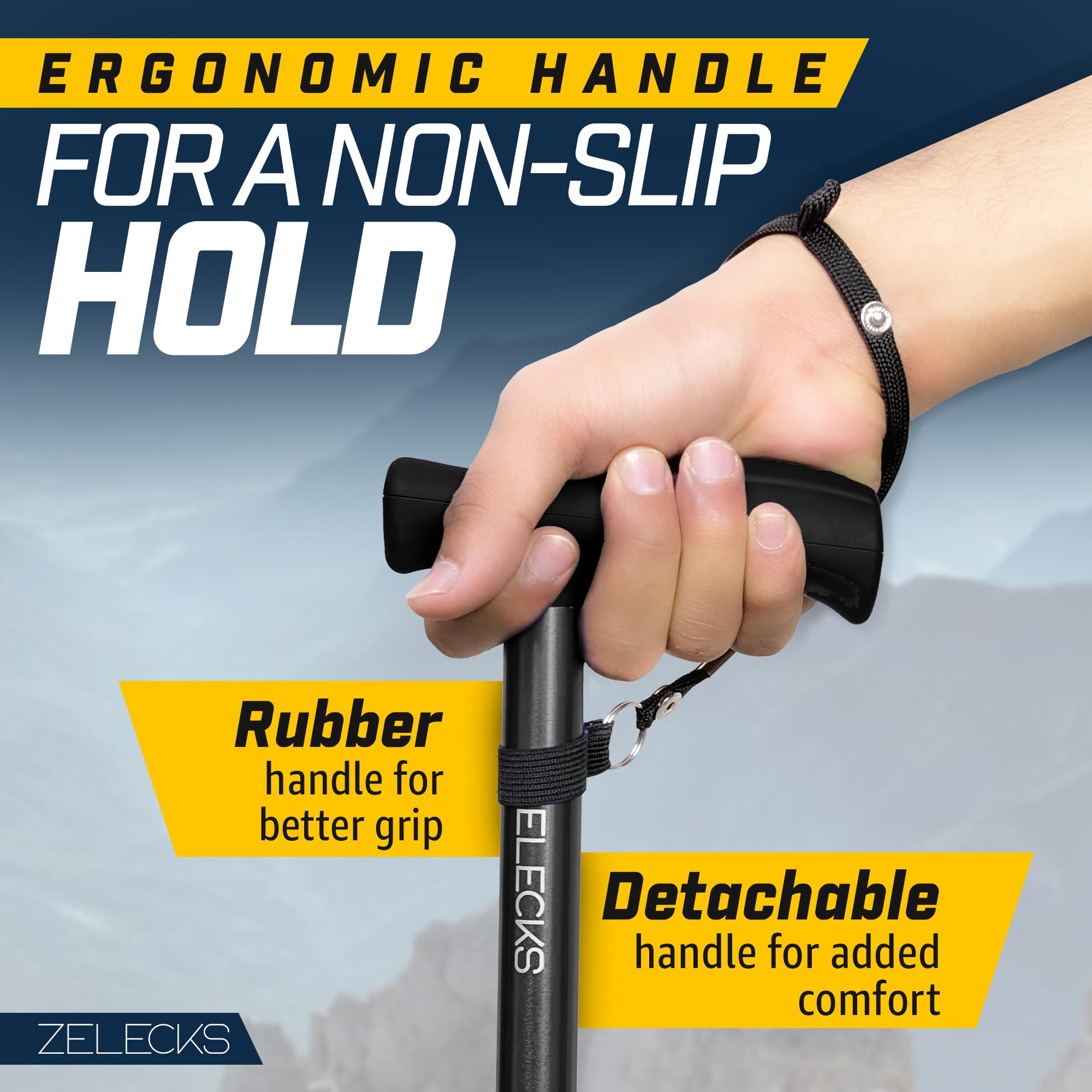 Walking Cane for Women & Men - Self Standing Adjustable Folding Cane with T Handle and 360 Pivot Base - Lightweight Foldable Walking Stick for Seniors - Collapsible Cane for Walking