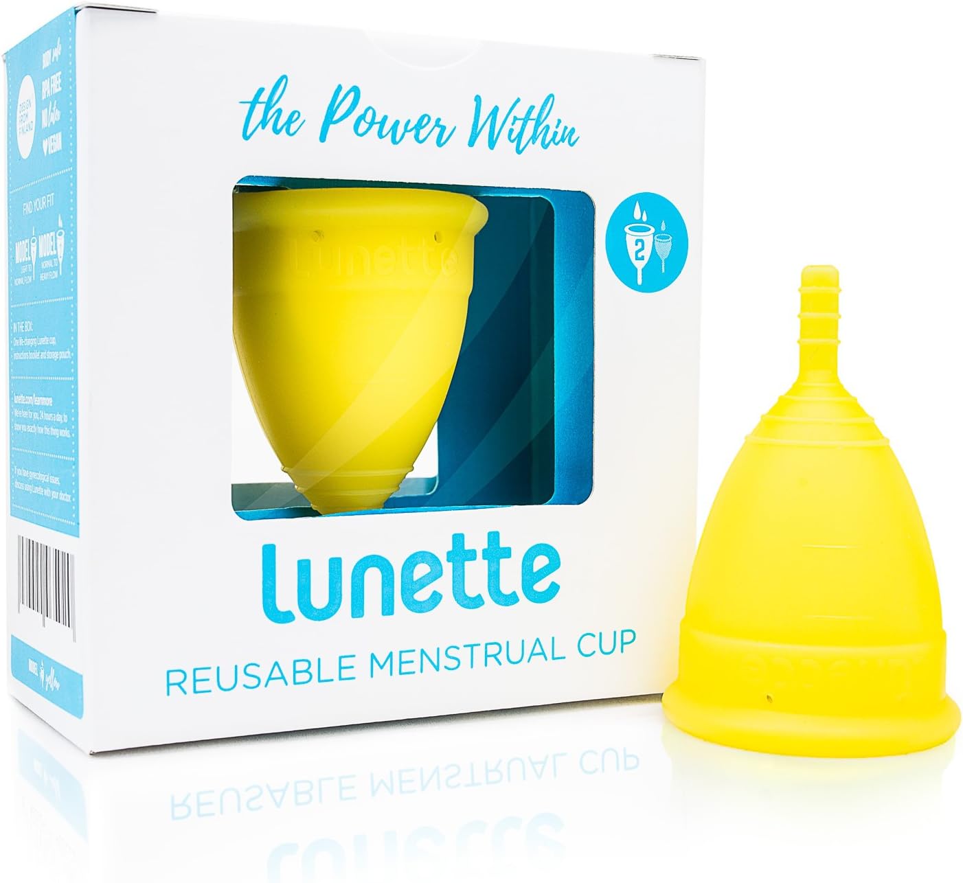 Lunette Reusable Menstrual Cup - Yellow - Model 2 for Normal or Heavy Flow - (Multilanguage Pack)