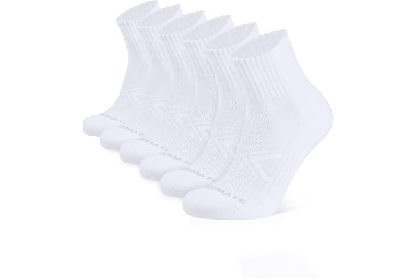 CLOSEMATE Mens Performance Cushion Athletic Quarter Socks Mini Crew 6 Pairs Comfy and Breathable for Running Sports Socks