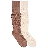 MUK LUKS Womens Slouch Knit Cable (2 Pair Pack)