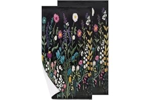 Klaizin Embroidered Floral Patterns Hand Towels for Bathroom 1-2 Pack Plush Bath Towels, Soft Highly Absorbent Face Cloths, W
