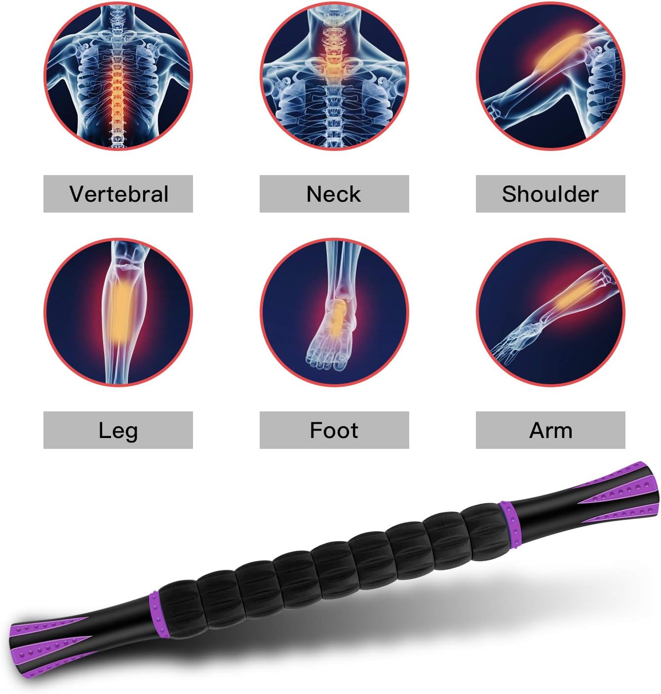 Muscle Roller, MZDXJ Massage Roller Stick for Athletes, Help Reducing Muscle Soreness Cramping Tightness Leg Arms Back Calves Muscle Massager（Purple Black）: Health & Personal Care