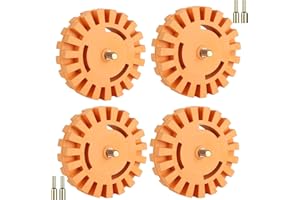 SENENQU 4 Pack 4in Decal Remover Eraser Wheel, Rubber Eraser Wheel Tool Kit, Adhesive Remover Wheel with Drill Adapter for Removing Pinstripes, Stickers, Labels, Vinyl Decal Remover for Cars, RVs and Trucks
