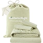 EcoBedsoNight Linen Sheets King Size, Cotton Linen Bed Sheets, Breathable, Durable Bed Sets 18" Deep Pocket(Natural Green)