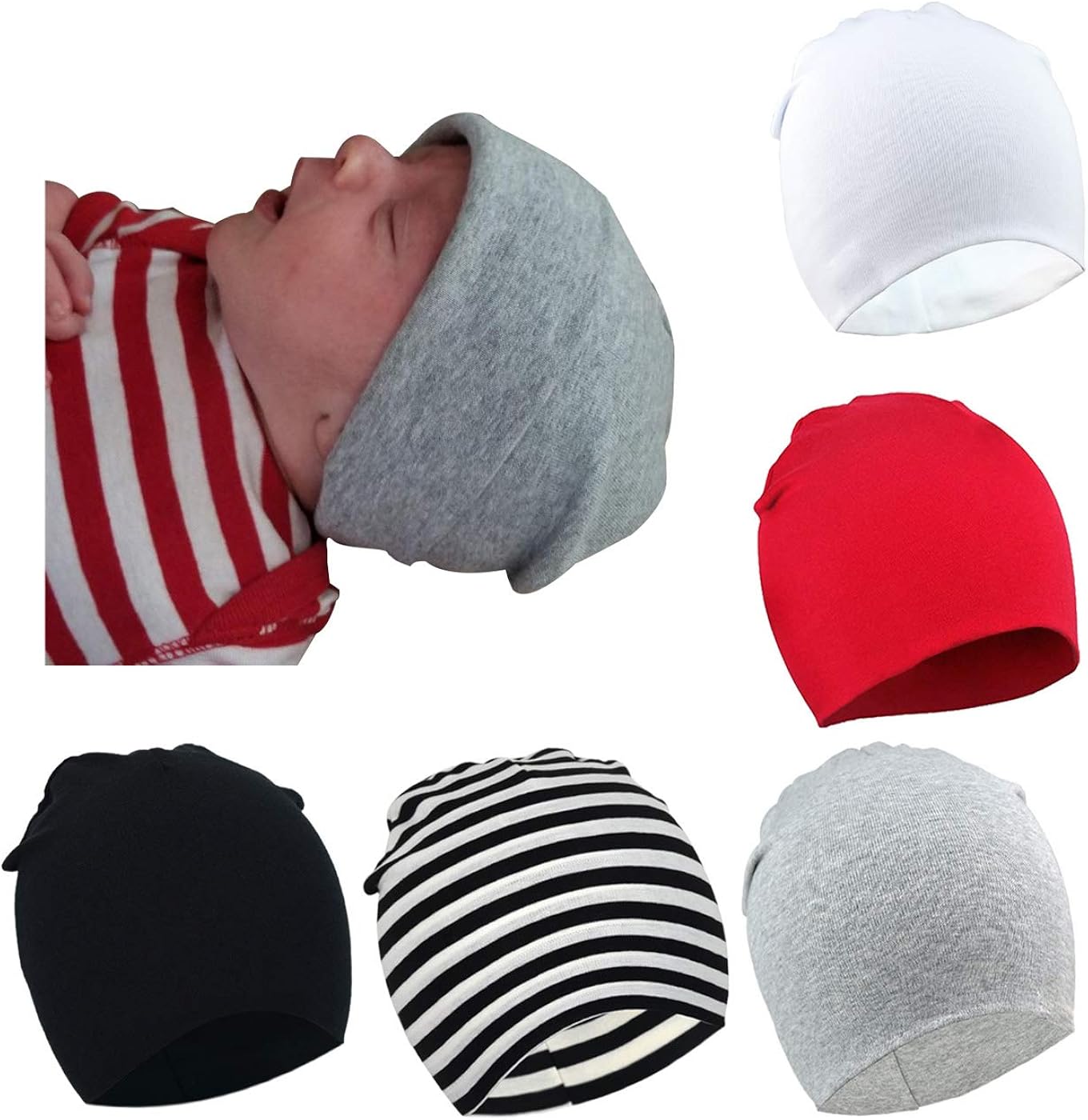 BQUBO 5 Pieces Cute Turban Hats for Baby Girls Vintage Soft Bun Knot Infant Toddler Baby Cap: Clothing