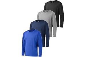 Cooraby Boys Dry-Fit Long Sleeve Active T-Shirt Athletic Performance Clothes Active Crew Neck Soft T-Shirt for Kids Boy