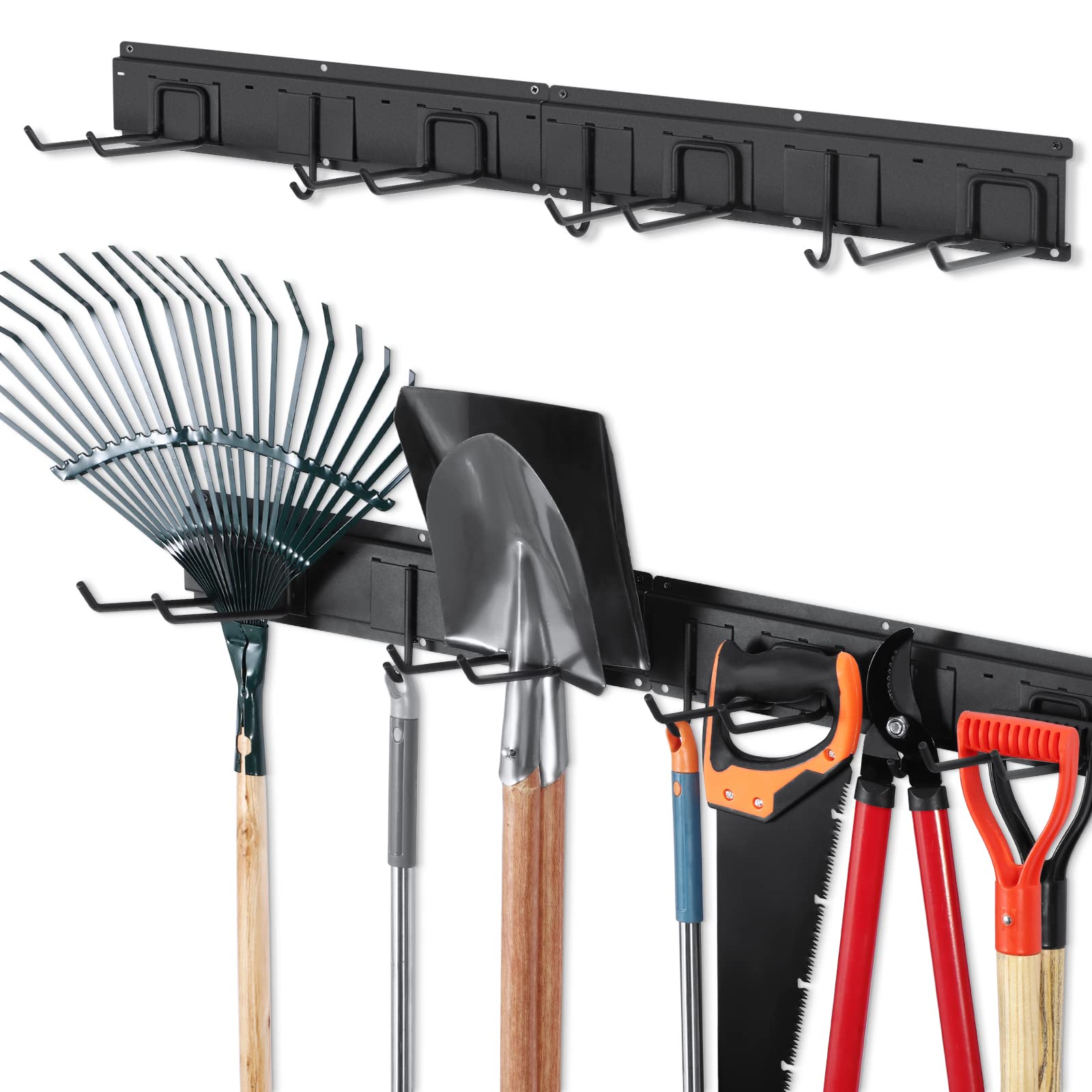 Nandae Garden Tool Storage Wall Organiser Heavy Duty Wall Mounted Rack with 7 Adjustable Hooks for Shed, Garage Garden, Workshop & Shed Storage Solution for Tools, Ladders, Chairs, Power Drills