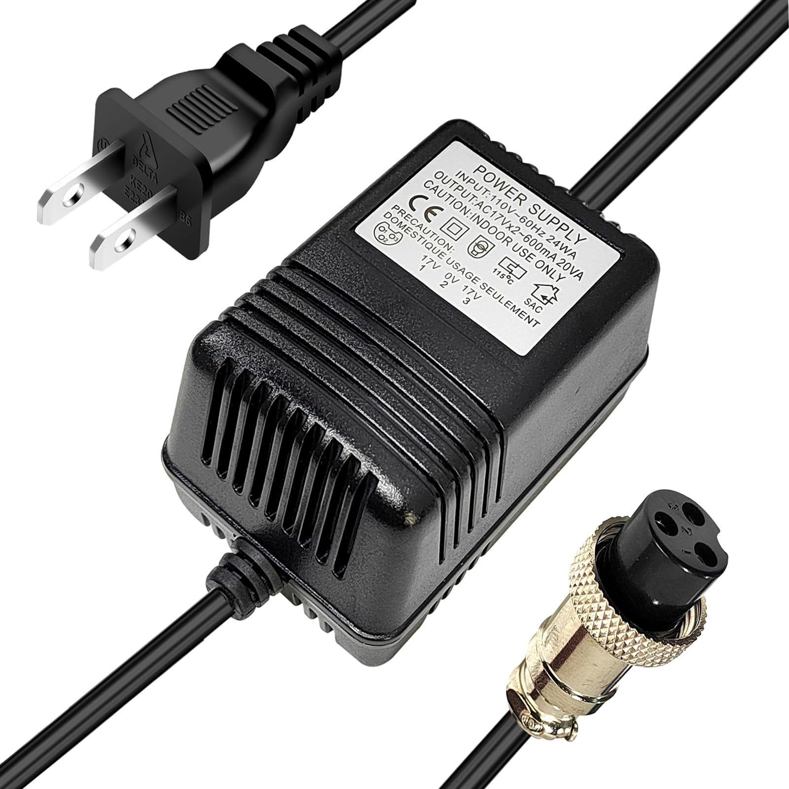 Photo 1 of Fesasn AC 17V 600mA Power Adapter with 3-Pin Connector, for Yamaha MG16 MG82X, Compatible with Stanton M304 Mixer,Alesis Multimix 8 USB,Yamaha PA-10,MG10U,Yamaha 8 Channel,Yamaha Mixer,Behringer Mixer