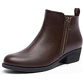DREAM PAIRS Women's Ankle Boots Classic Low Chunky Heel Side Zipper Booties Shoes