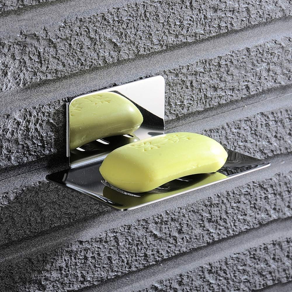 Melairy Soap Dish Stainless Steel Soap Tray Self-Adhesive Chrome Finish Without Drilling - Image 3