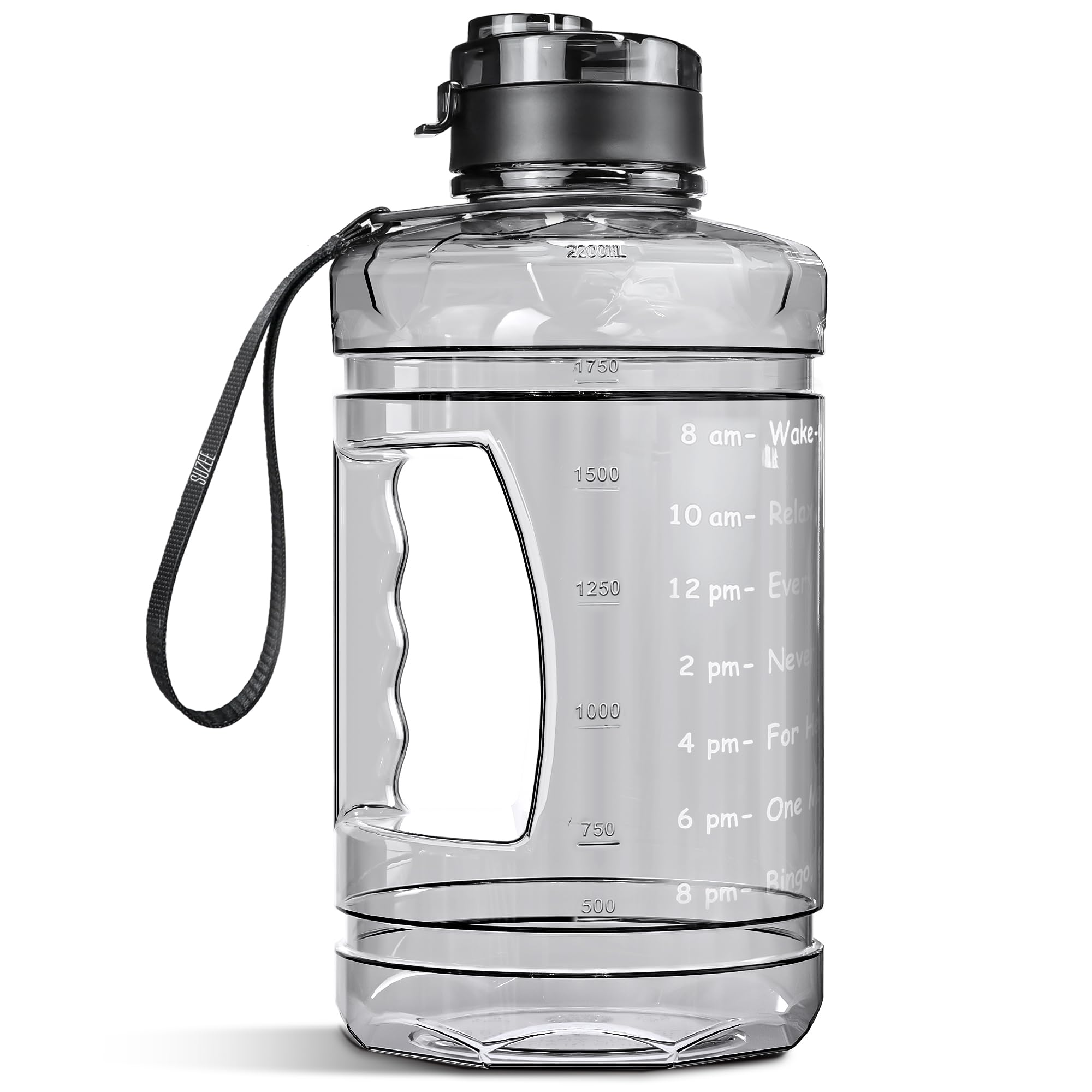 Photo 1 of QD.SUZEE Large Water Bottle with Motivational Time Marker, 74oz Water Jug with Handle Leak-Proof, Clear Sport half gallon water Bottle for Gym Camping Workout Outdoors