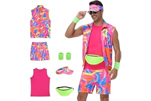 TOSJACK 80s Men Workout Costume,90s Outfit Clothing for Adults, Halloween Cosplay Couples Costume Set