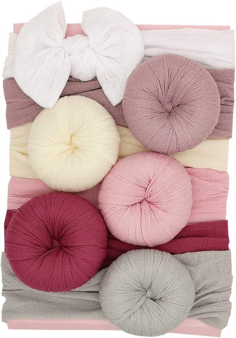 URKEY Baby Turban headbands and Classic Bows Headwraps for Newborn Baby Infant Gifts