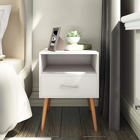 Joolihome White Wooden Bedside Table With Drawers Silver Handle Scandinavian Style 2 Tier Bedside Cabinet End Table Side Table Nightstand Bedroom Furniture Amazon Co Uk Kitchen Home