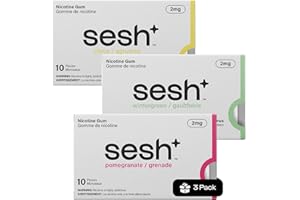 Sesh+ Quit Smoking Aid, Nicotine Gum, 2mg, Mixed Flavor, 30 Pieces - Help Quit Smoking, Discreet Usage, Long Lasting Flavour,