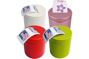 KUQILEY 4 Pack Postage Stamp Dispenser - Stamp Roll Dispenser 4 Colors of Metal Stamp Dispenser Compact and Impact-Resistant for Desk Organization of Home Office Supplies