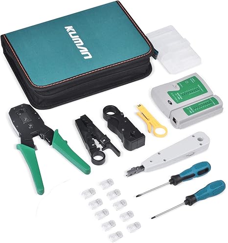 Amazon Co Jp Kuman 9点セット Lanケーブル 自作工具 ケーブルテスター Lanケーブルテスター 10個rj45プラグ 圧着ペンチ 皮むき工具 テスター プラグ 自作向け 工具 道具 自家用 P9100 パソコン 周辺機器
