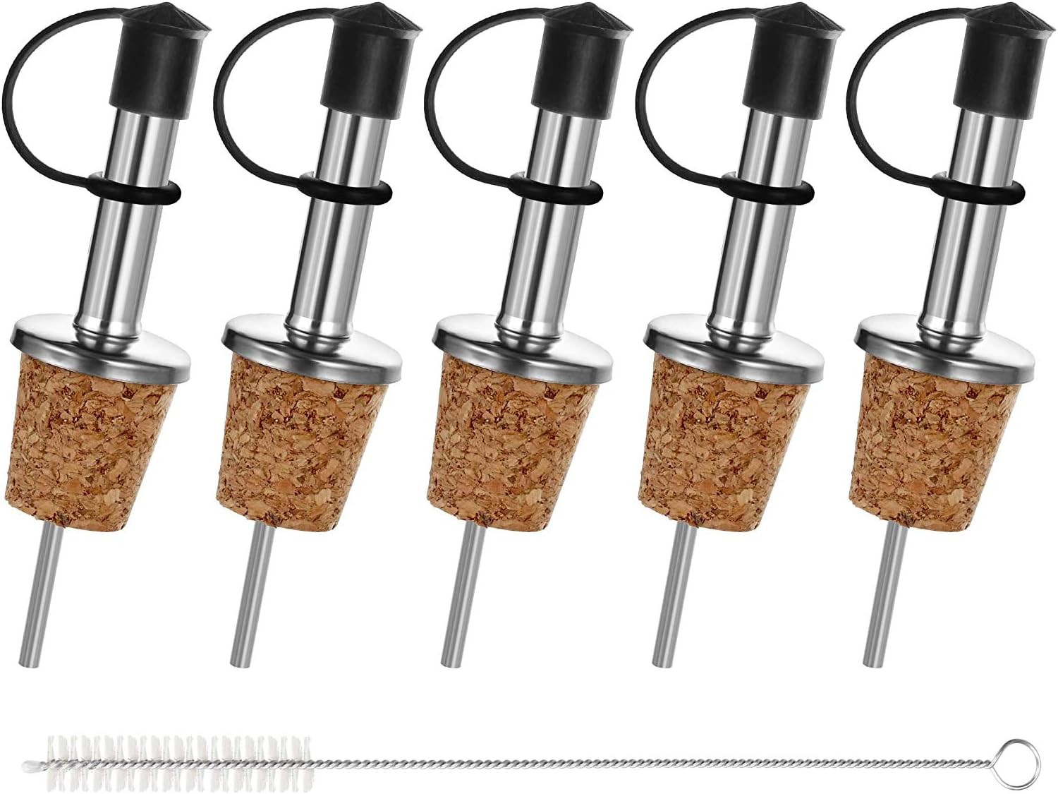 Incutex 5X Flaschenausgiesser Kork mit Verschluss Ausgießer Flasche Ölausgießer Spirituosen Wein Öl Likör Essig