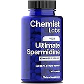 Chemist Labs Ultimate Spermidine Supplements for Men and Women, 100x Formula, Longevity Supplements Support, 10 mg Per Capsule, 3rd Party Tested, Vegan, 120 Servings