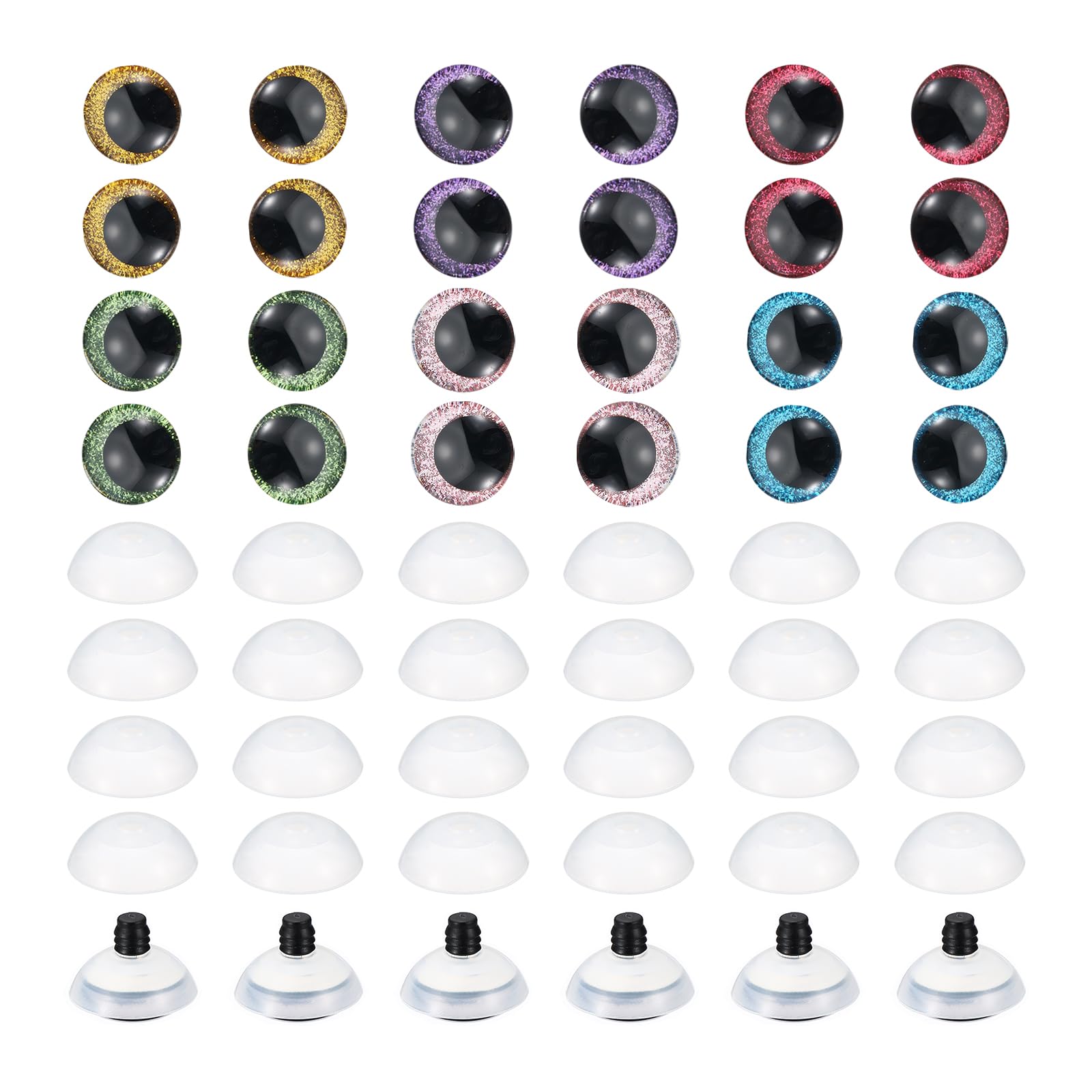 PATIKIL 30mm Flash Safety Eyes, 24 Pcs Doll Realistic Colorful Crocheting Safety Eyes for Decor Crochet Accessories Dolls Craft, Mixed Colors