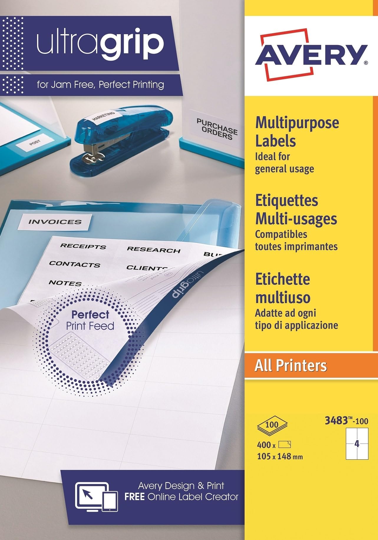 Avery Adhesive Labels Multi-Purpose White 105 x 148 mm White