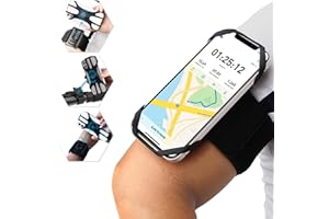 DYNASCO 3 in 1 Running Phone Holder, Armband/Wristband/Bike Mount, 360° Rotation & Detachable for 4.5-7" Cellphones, Black