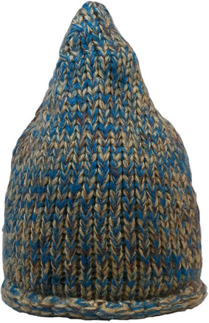 Knitted Long Pointy Beanie Hat Exclusive Winter Cable Knit Rolled Up