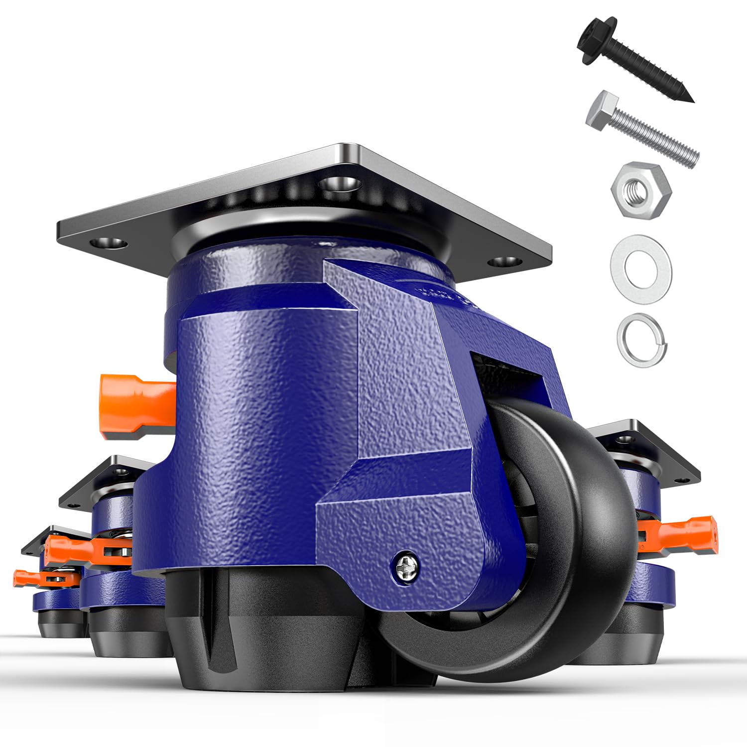 Photo 1 of KOSTANZO Leveling Casters with Ratchet Handle Design Total Capacity 2600Lbs Heavy Duty Casters Set of 4 Workbench Casters with Adjustable Leveling Pads