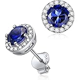 ChicSilver 925 Sterling Silver Heart/Round/Pear/Emerald Cut Birthstone Stud Earrings for Women Birthday Jewelry