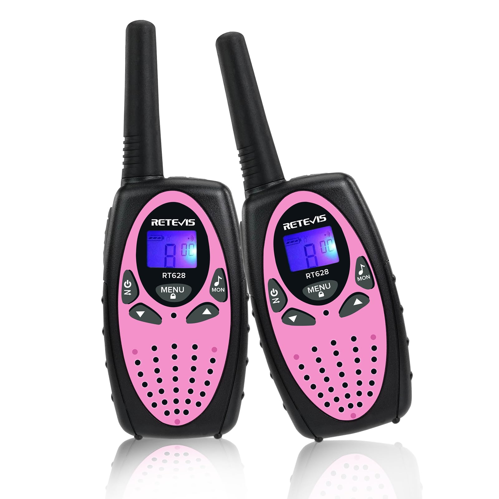 Retevis RT628 Walkie Talkies for Kids, Long Range Walkie Talkies with Adjustable Volume, VOX, Keylock, Kids Toy for Family, Camping, Garden, Outdoor, Park, Gifts for 5-12 Years Old (1 Pair, Pink)