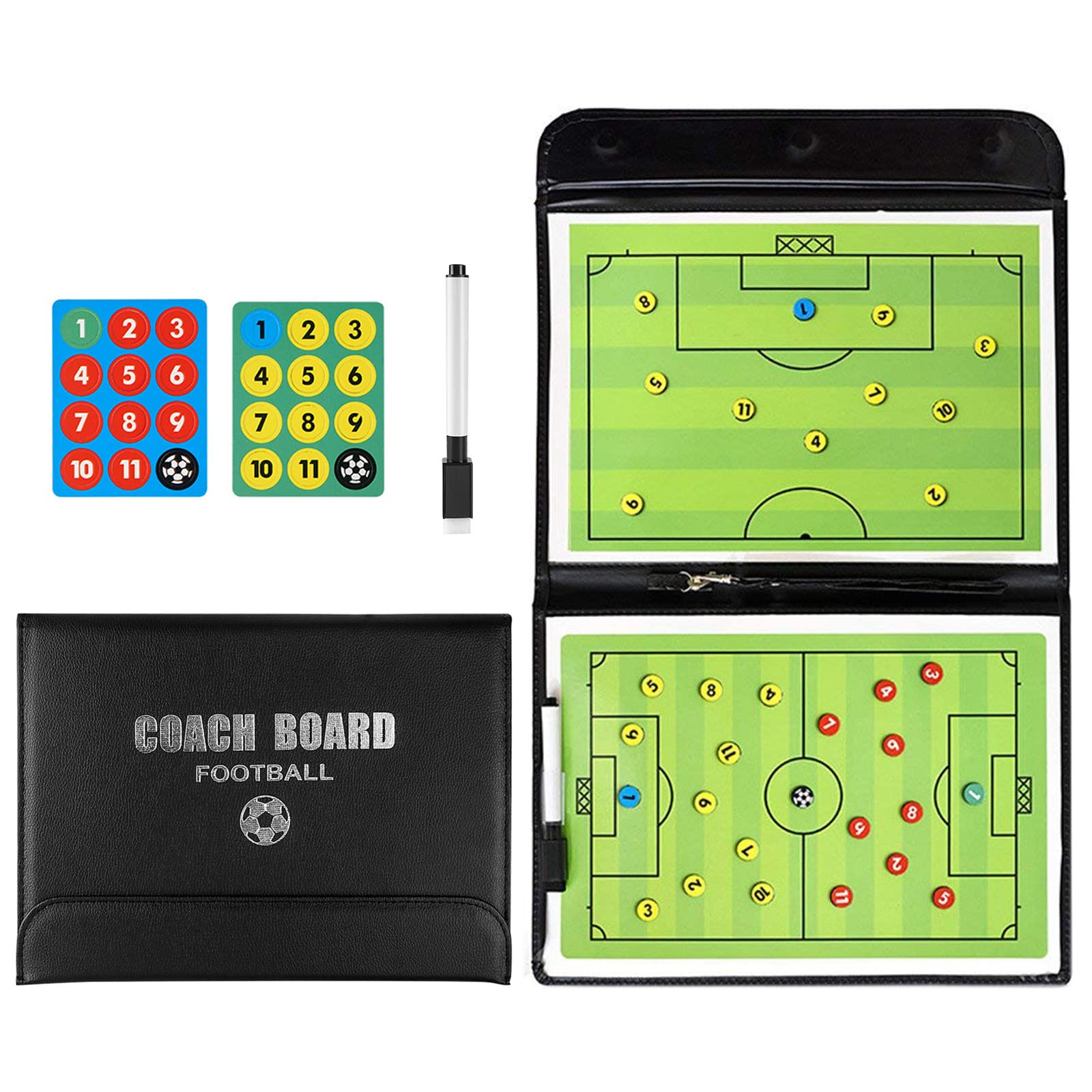 RoseFlower Football Coaching Board, Magnetic Football Tactics Strategy Board, Coaches Clipboard Kit with Magnets Marker Pen, Coach Board Training Equipment for Teaching and Game Plan
