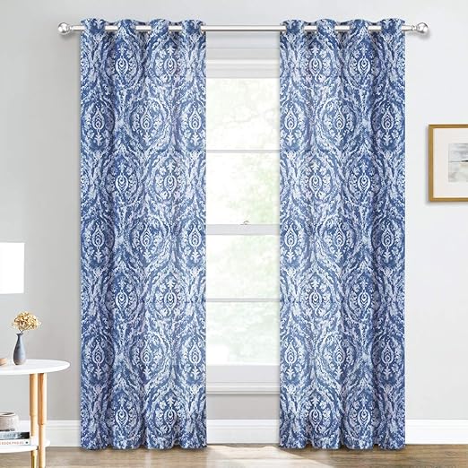 Amazon Com Nicetown Paisley Print Sheer Curtains Eyelet Top