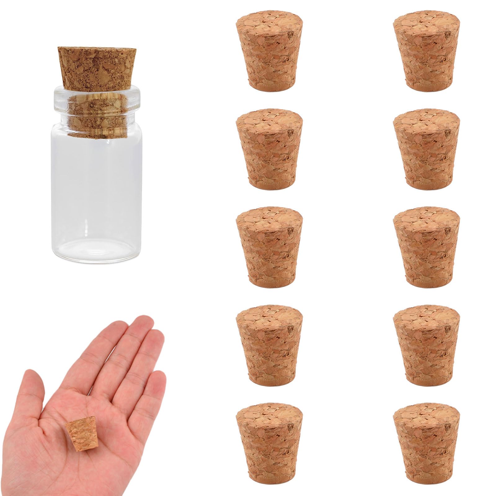 INCREWAY 100pcs Conical Wooden Wine Bottle Stopper, Tapered Cork Stoppers, Natural Soft Wood Plugs for Wine Bottle Glass Bottle Jar