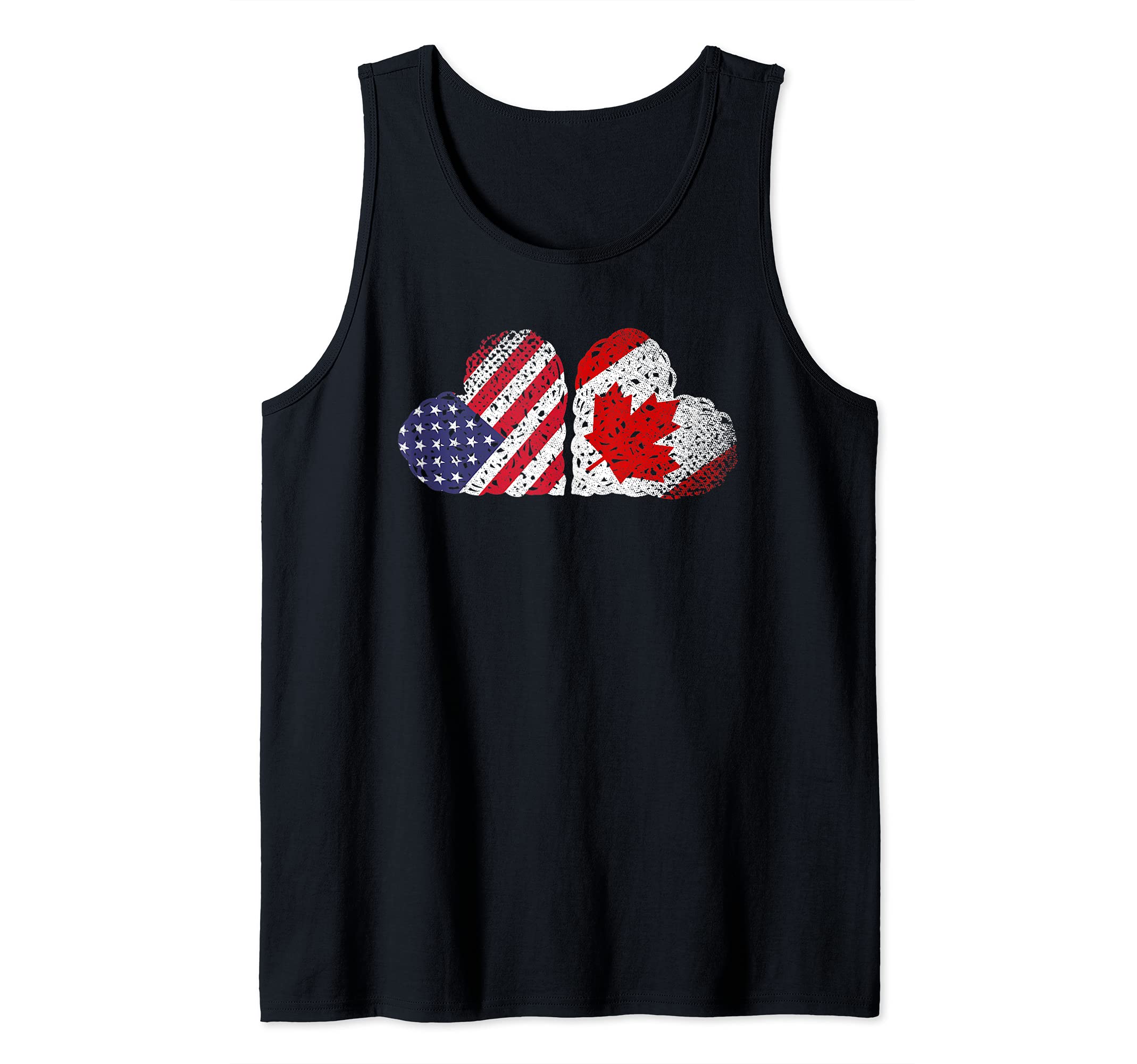 US Canadian Flag Heart Maple Leaf USA Flag Country Canada Tank Top