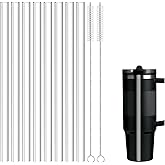 Bubrike Replacement Straws Compatible with 40 oz Stanley Quencher ProTour Flip Straw Tumbler with Leakproof Lid-8 Transparent Straw with 2 Brushes