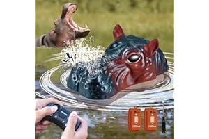 Whimsyland Remote Control Boat for Kids 6+, 2.4GHZ Simulated Hippopotamus RC Boat with Spray Water Pump & Real Sound Lakes Bathtub & Swimming Pool Toys, 2 Rechargeable Batteries