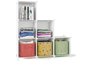 FUNLAX Cube Storage, 6 Storage Cubes Closet Organizers and Storage Portable Cube Storage Organizer Plastic Bookshelf Bookcase for Study Room, Bedroom, Office, White