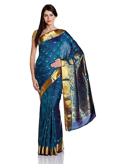 Women's | Paithani | Soft Silk | Big Peacock Design | Kanjivaram | Zari Butta Pattern | Weaving Border Saree with Unstitched Blouse Piece