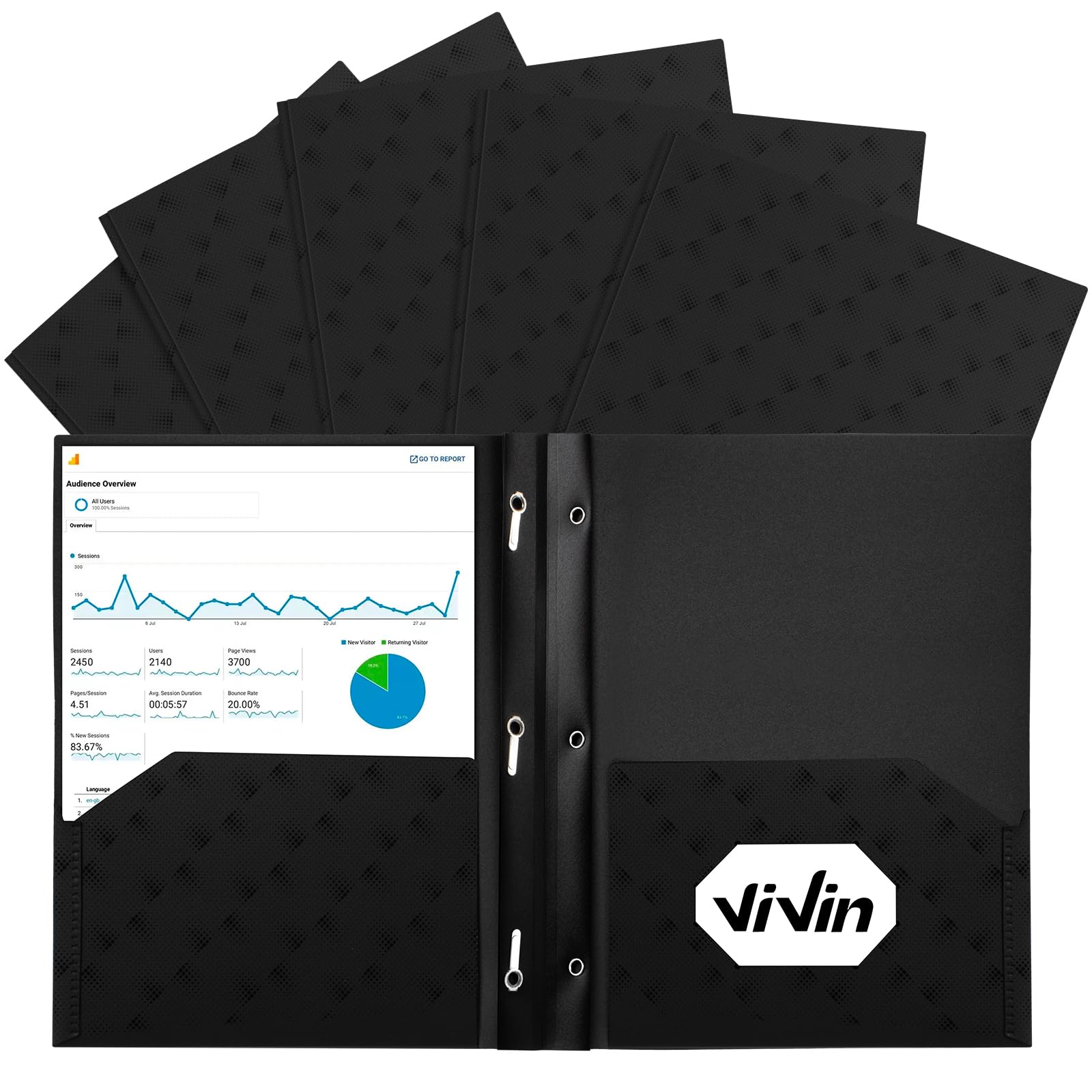 Photo 1 of ViVin 10-Pack Sturdy Black Plastic Folders with Pockets, 2 Pocket Folders with Prongs, Fits 8.5 x 11 Inch Letter Size Paper, 3 Prong Folders, for School Office and Home