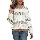 Women Casual Long Sleeve Sweater 2025 Fall Winter Ribbed Knit Pullover Loose Crewneck Sweater Jumper Tops
