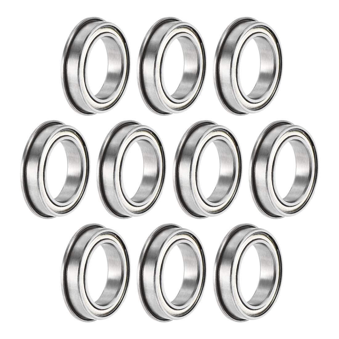 sourcing map F6701ZZ Flanged Ball Bearing 12x18x4mm Double Shielded Chrome Steel Bearings 10pcs