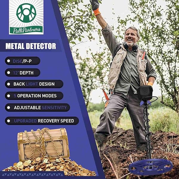 PALLIPARTNERS METAL DETECTOR FOR ADULTS WATERPROOF-PROFESSIONAL HIGHER ACCURACY GOLD DETECTOR WITH LCD DISPLAY,5 MODE,ADVANCED DSP CHIP 12″ COIL(PURPLE)