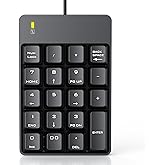 TechGarden Wired Number Pad, USB Numeric Keypad 19 Key Number Keypad Keyboard for Laptop PC Computer Notebook, Big Print Letters - Black